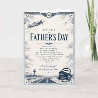 Tarjeta del Día del Padre para piloto con tema de