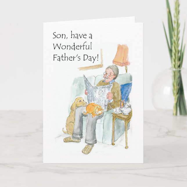 Tarjeta del día del padre para un hijo (Anverso)