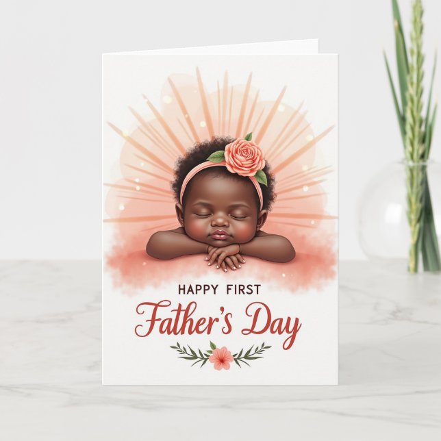 Tarjeta del Día del Padre Peach Sunburst (Anverso)