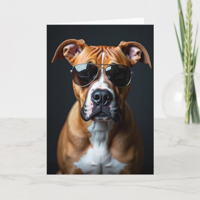 Tarjeta del Día del Padre Perro Elegante (Anverso)
