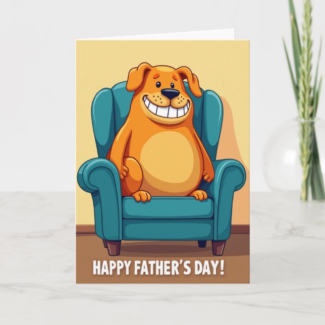 Tarjeta del Día del Padre Perro Naranja (Anverso)