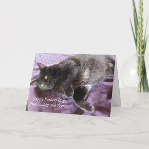 Tarjeta del día del padre personalizable con gato