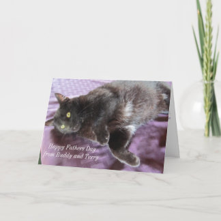 Tarjeta del día del padre personalizable con gato