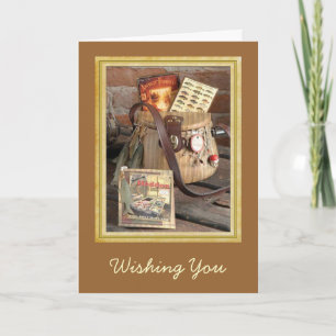 Tarjeta del Día del Padre Pescador Aún Viejo