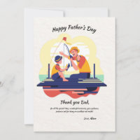 Tarjeta del Día del Padre Pescador Padre e Hijo