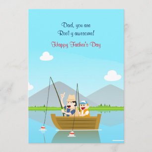 Tarjeta del Día del Padre Pescador Padre e Hijo