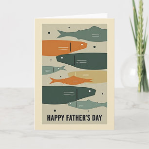 Tarjeta del Día del Padre Pez Verde Feliz