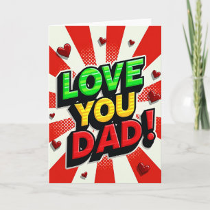 Tarjeta del Día del Padre Pop Art Te Amo Papá