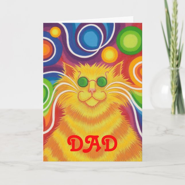 Tarjeta del día del padre "Psy-cat-delic" (Anverso)