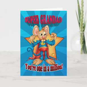 Tarjeta del día del padre - Ratón Super Grandad - 