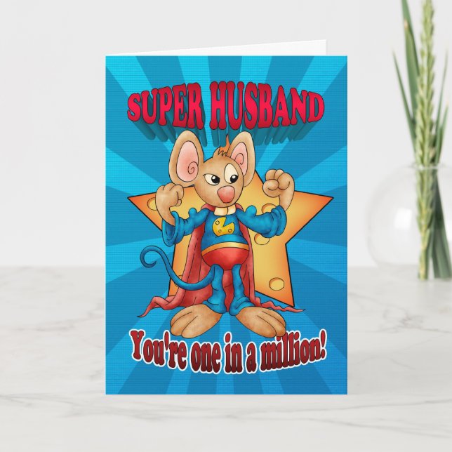Tarjeta del día del padre - Ratón superesposo - Un (Anverso)