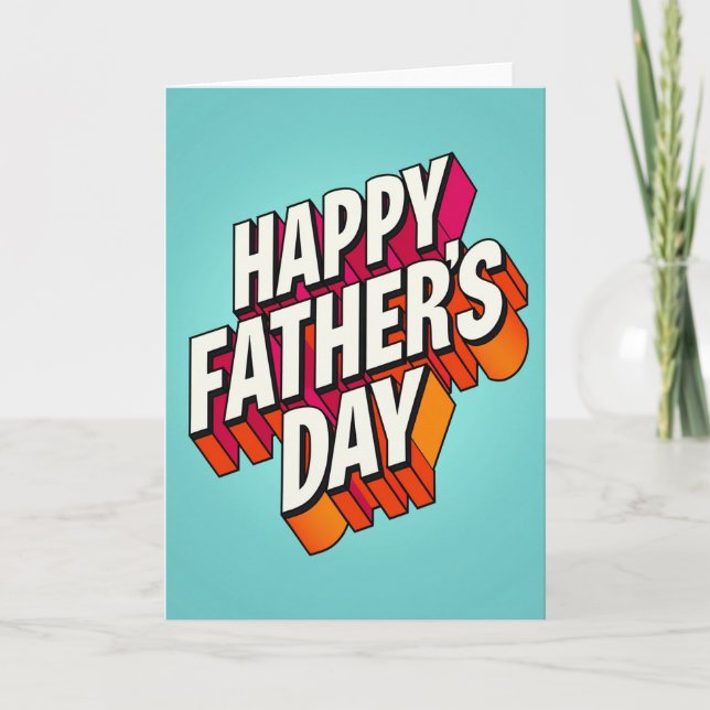 Tarjeta del Día del Padre Retro Pop (Anverso)