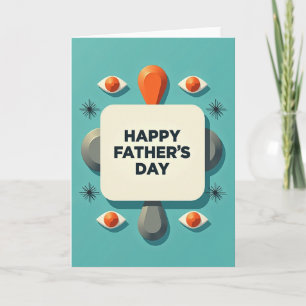 Tarjeta del Día del Padre Retro Verde Turquesa