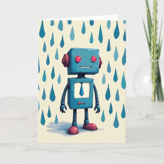 Tarjeta del Día del Padre Robot Retro (Anverso)