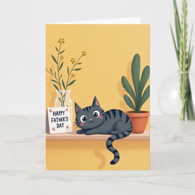 Tarjeta del Día del Padre Slate Cat (Anverso)