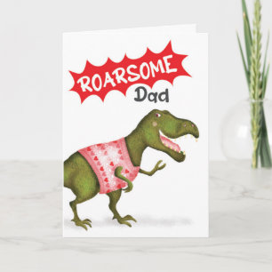 Tarjeta del Día del Padre 'T.rex dinosaurio 'Rugie