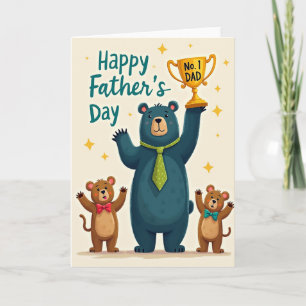 Tarjeta del Día del Padre Teal Bear