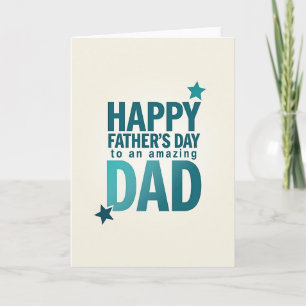 Tarjeta del Día del Padre Teal Stars