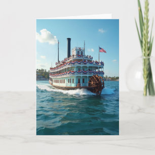 Tarjeta del Día del Padre Teal Steamer