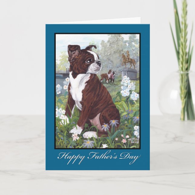 Tarjeta del Día del Padre Terrier de Boston (Anverso)