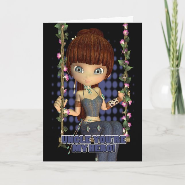 Tarjeta del Día del Padre - Tío, eres mi héroe (Anverso)