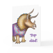 Tarjeta del Día del Padre 'Top Dad' con dinosaurio