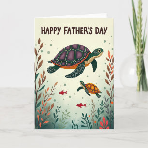 Tarjeta del Día del Padre Tortuga Esmeralda