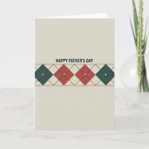 Tarjeta del Día del Padre Verde Azul Argyle
