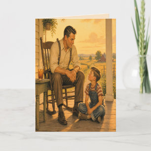 Tarjeta del Día del Padre Vintage Padre e Hijo