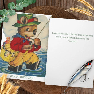 Tarjeta del Día del Padre Vintage para la Pesca de