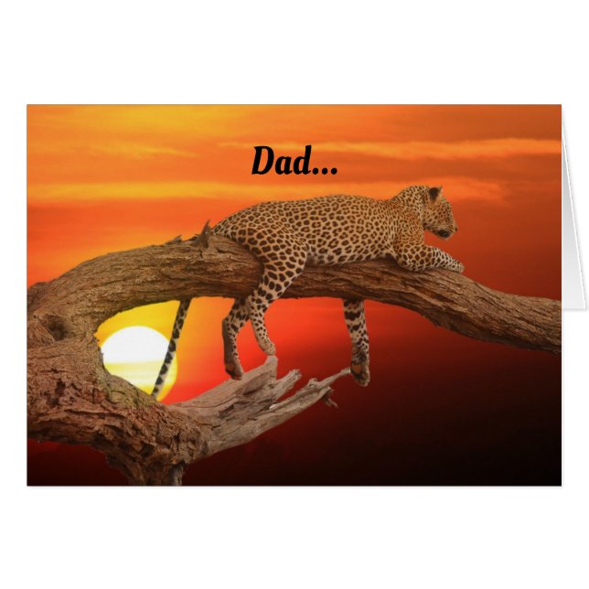 Tarjeta del Día del Padres Leopardo Descanso (Anverso (Horizontal))
