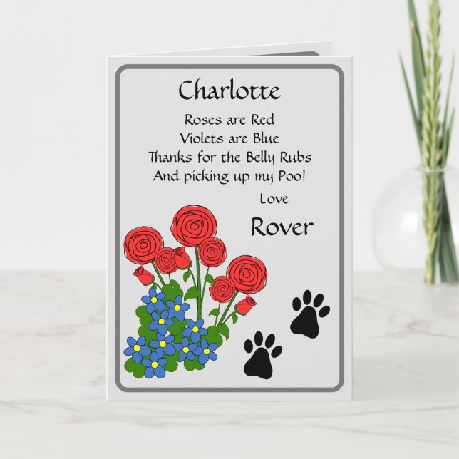 Tarjeta Del día del perro San Valentín o cumpleaños (Anverso)