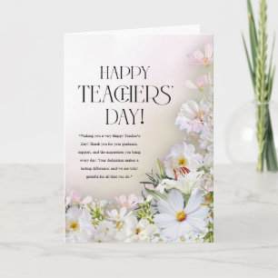 Tarjeta del Día del Profesor con Florales en Paste