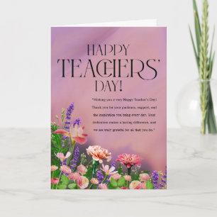 Tarjeta del Día del Profesor con Gradiente Floral
