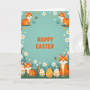 Tarjeta del Día Divertido de Gatos de Primavera