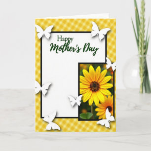 Tarjeta del día feliz amarilla y blanca