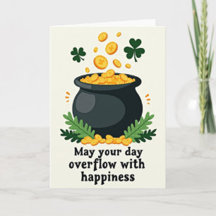 Tarjeta del Día Feliz con Suerte y Oro