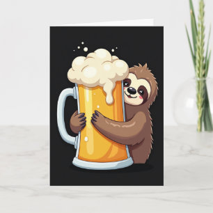 Tarjeta del Día Feliz de Cerveza de Perezoso