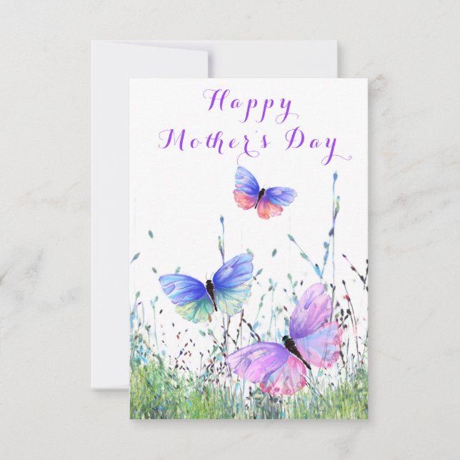 Tarjeta del Día Feliz de la Madre Mariposas Voland (Anverso)