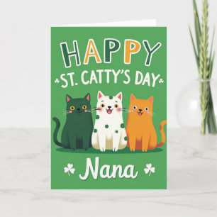 Tarjeta del Día Feliz de los Gatos Verdes