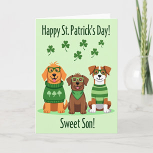 Tarjeta del Día Feliz de Perros de Oro Falso
