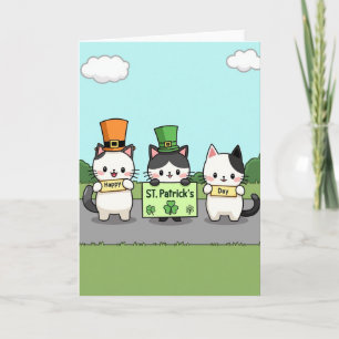 Tarjeta del Día Feliz de San Patricio de Gatos
