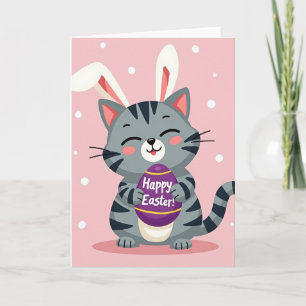 Tarjeta del Día Feliz del Gato Conejo