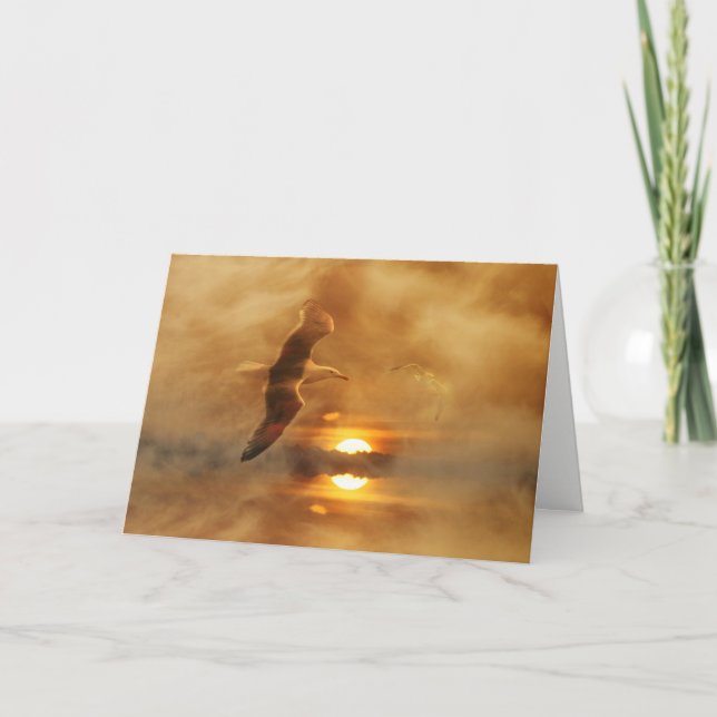 Tarjeta del día feliz del padre en la costa (Anverso)