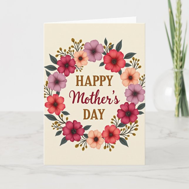 Tarjeta del Día Floral de Corazón (Anverso)