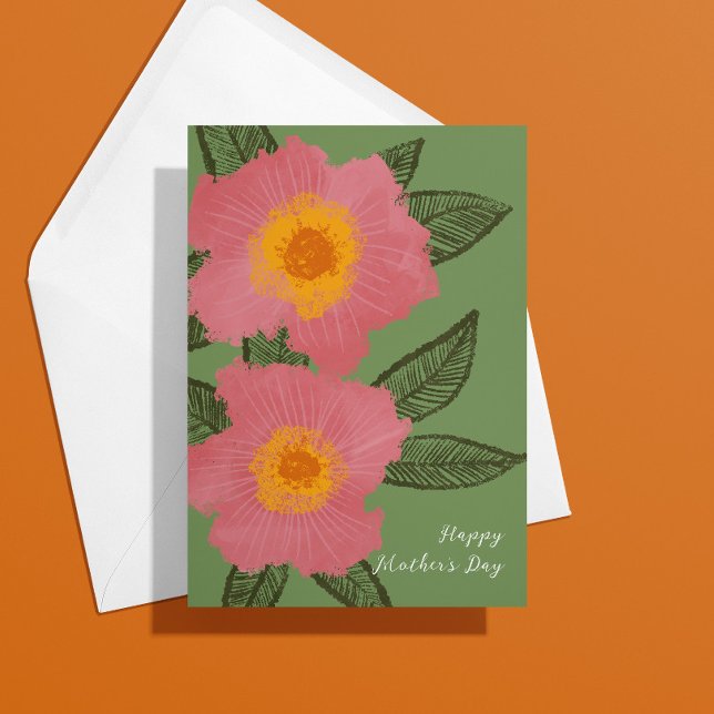 Tarjeta del día moderno de la madre: el rosa flore (Subido por el creador)