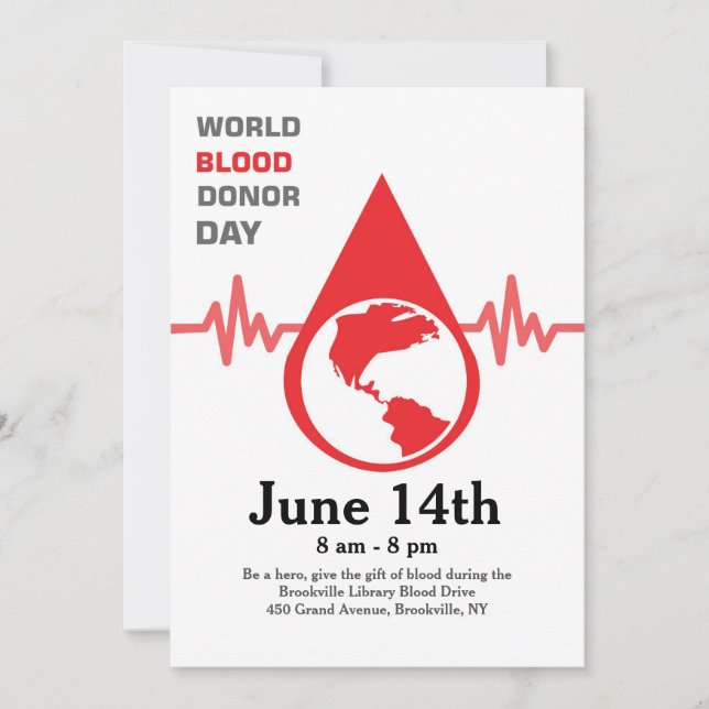 Tarjeta del Día Mundial del Donante de Sangre (Anverso)