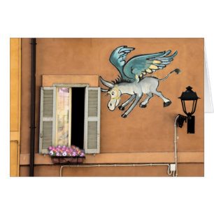 Tarjeta del dibujo animado del burro del vuelo