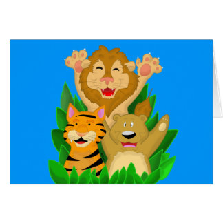 Tarjeta del dibujo animado del tigre y del oso del