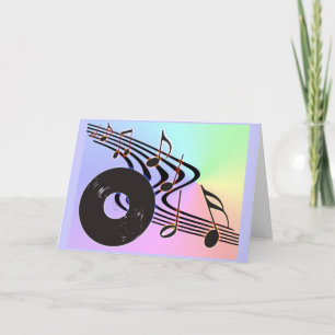Tarjeta del disco de vinilo y de notas